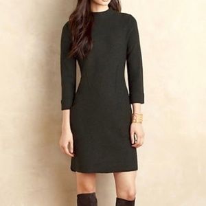 Anthropologie Dark Green Boiled Wool Dress